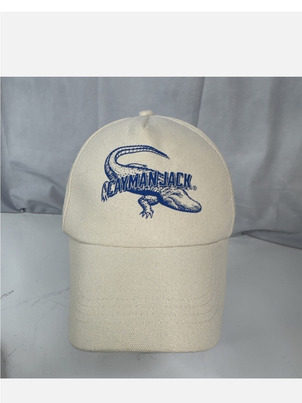 Cayman Jack Embroidered Canvas Baseball Cap - Cream & Blue